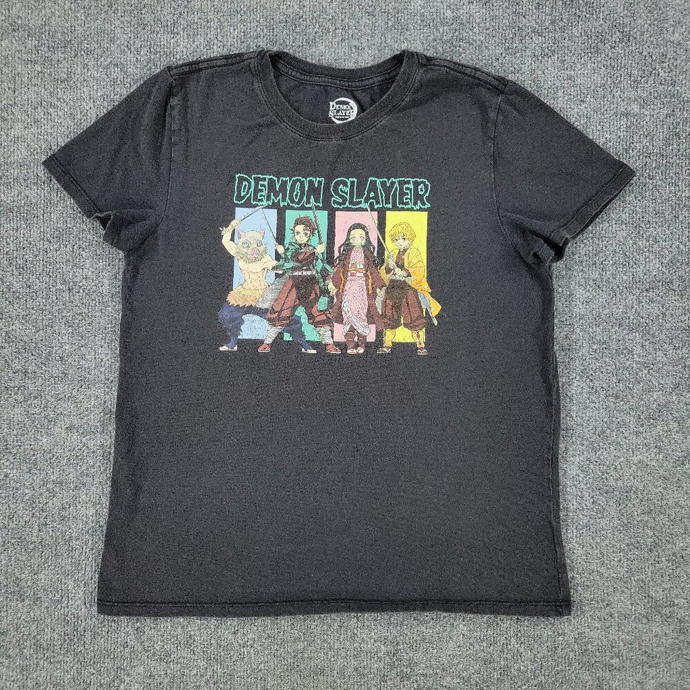 Demon Slayer Shirt Women Small Black Anime Graphic Tee Short Sleeve Top Stretch